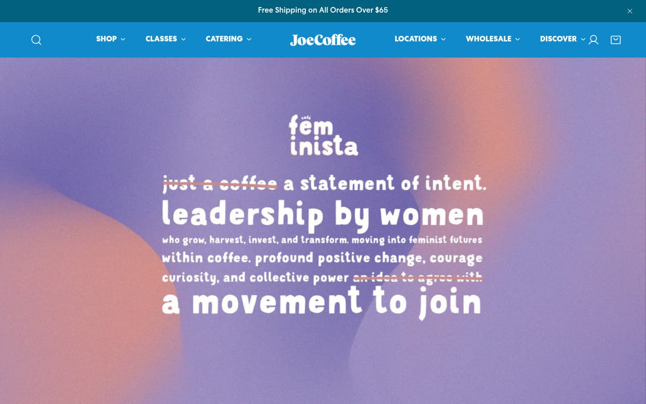 Joe Coffee website screenshot
