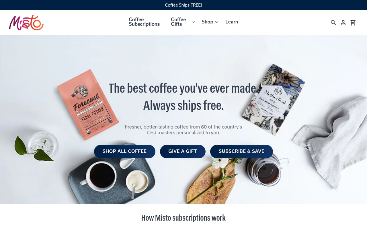 Mistobox Coffee website screenshot