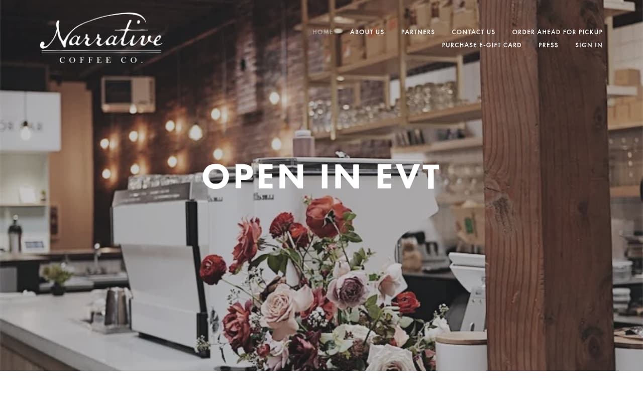 Narrative Coffee website screenshot