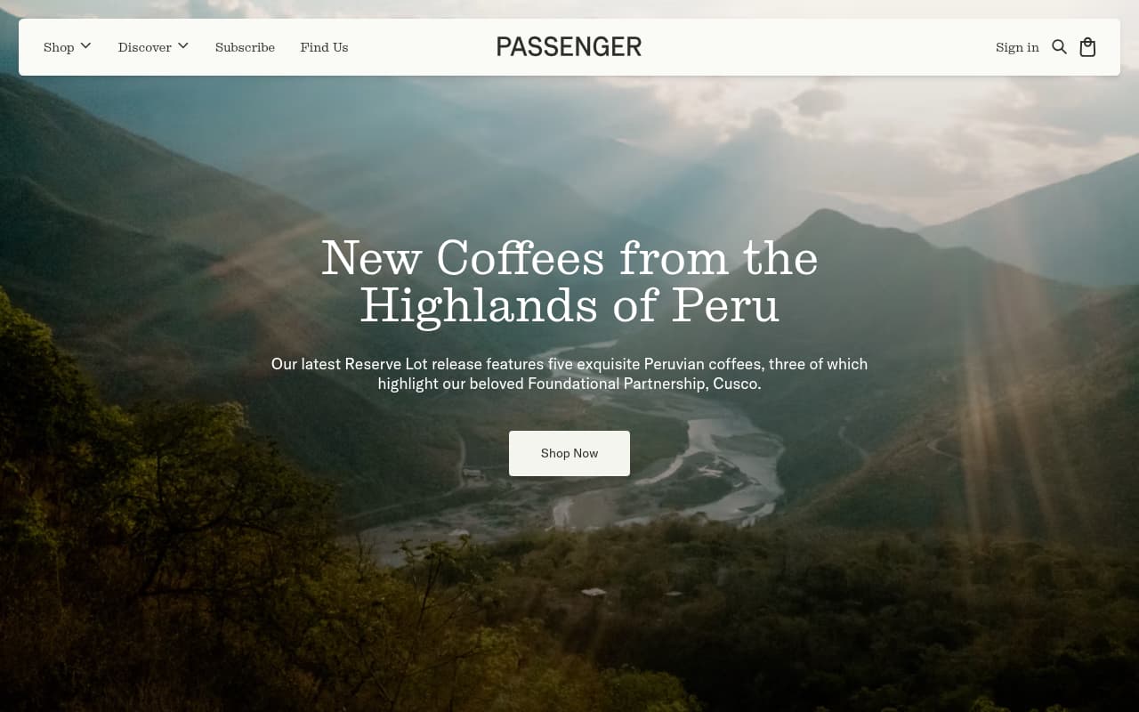 Passenger Coffee website screenshot
