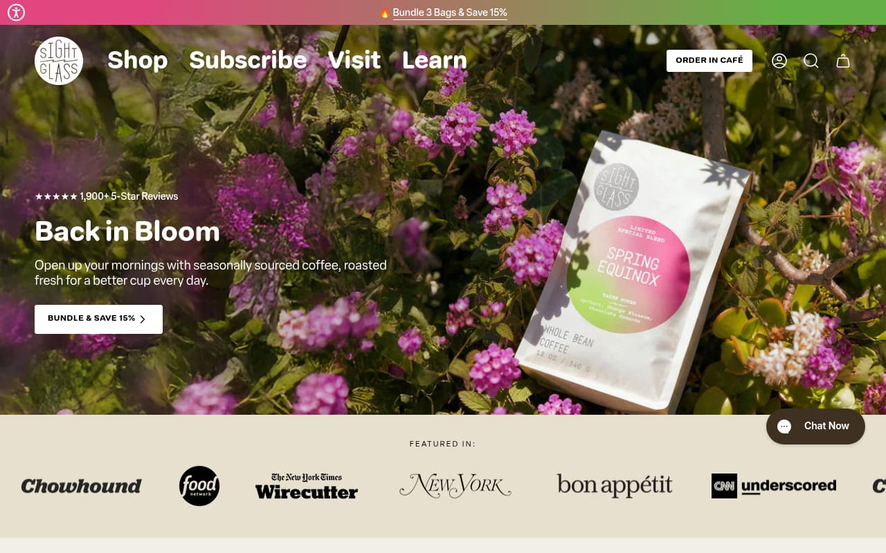 Sightglass Coffee website screenshot