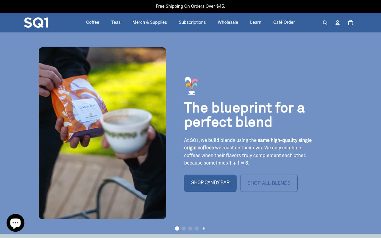 Square One Coffee website screenshot