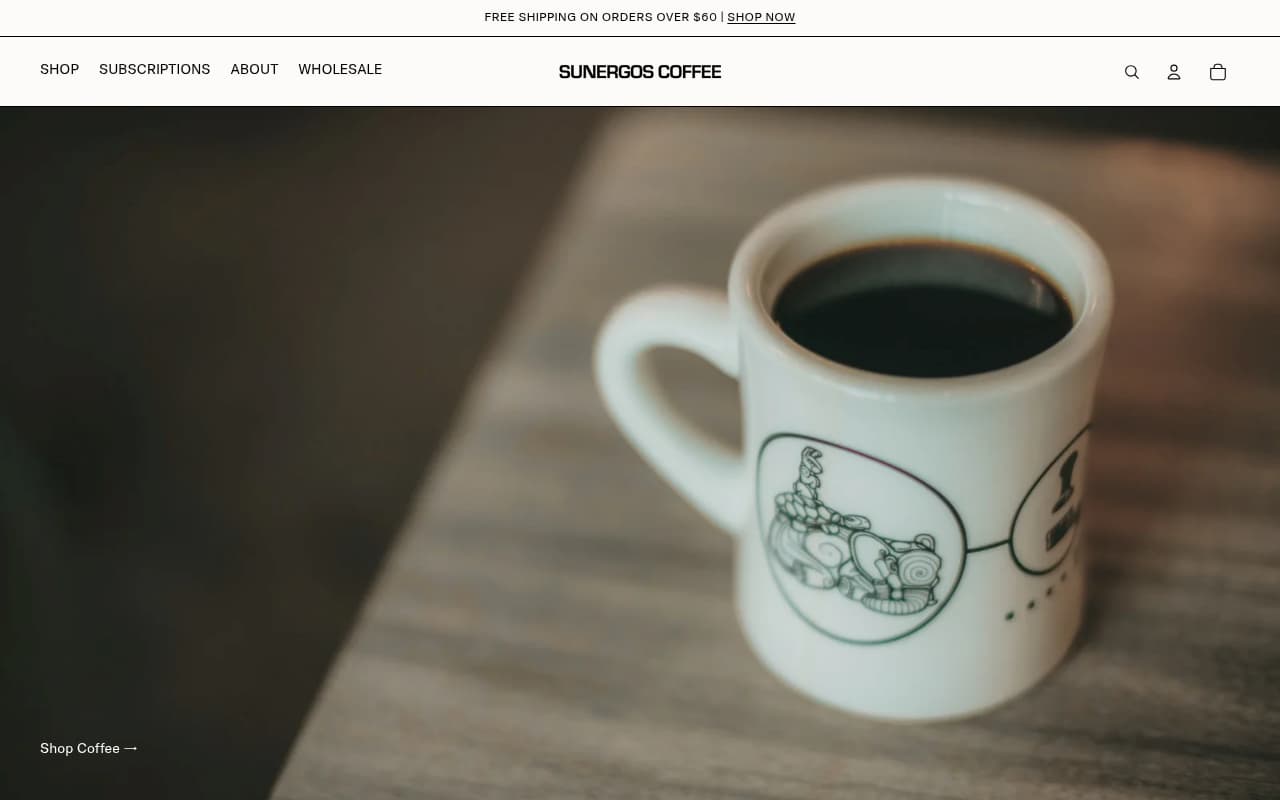 Sunergos Coffee website screenshot
