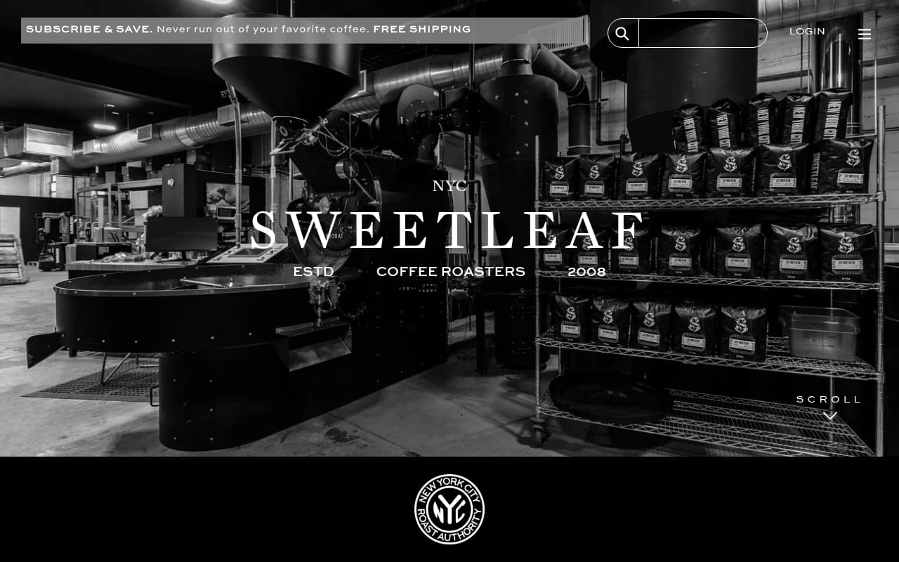 Sweetleaf Coffee website screenshot