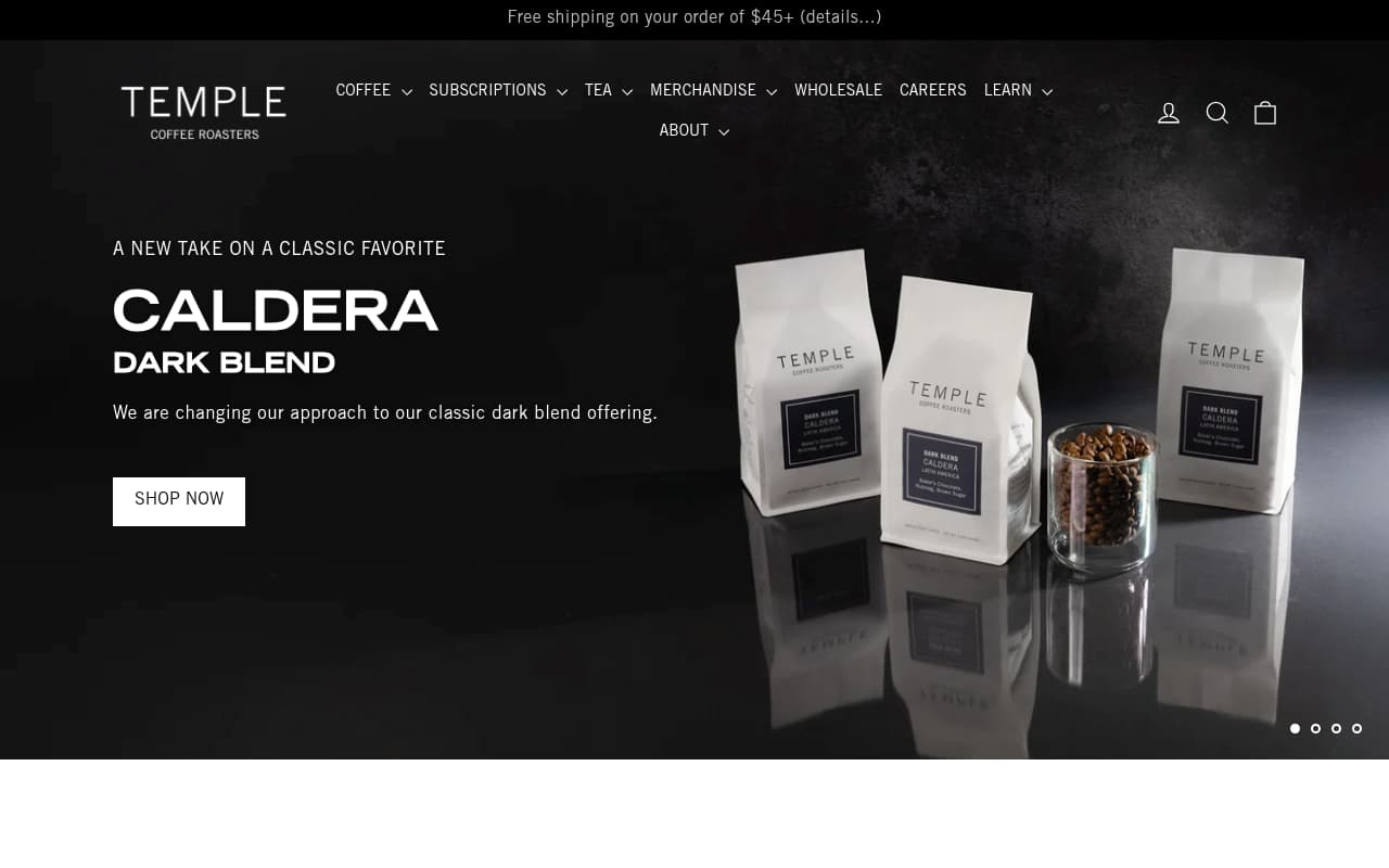 Temple Coffee Roasters website screenshot