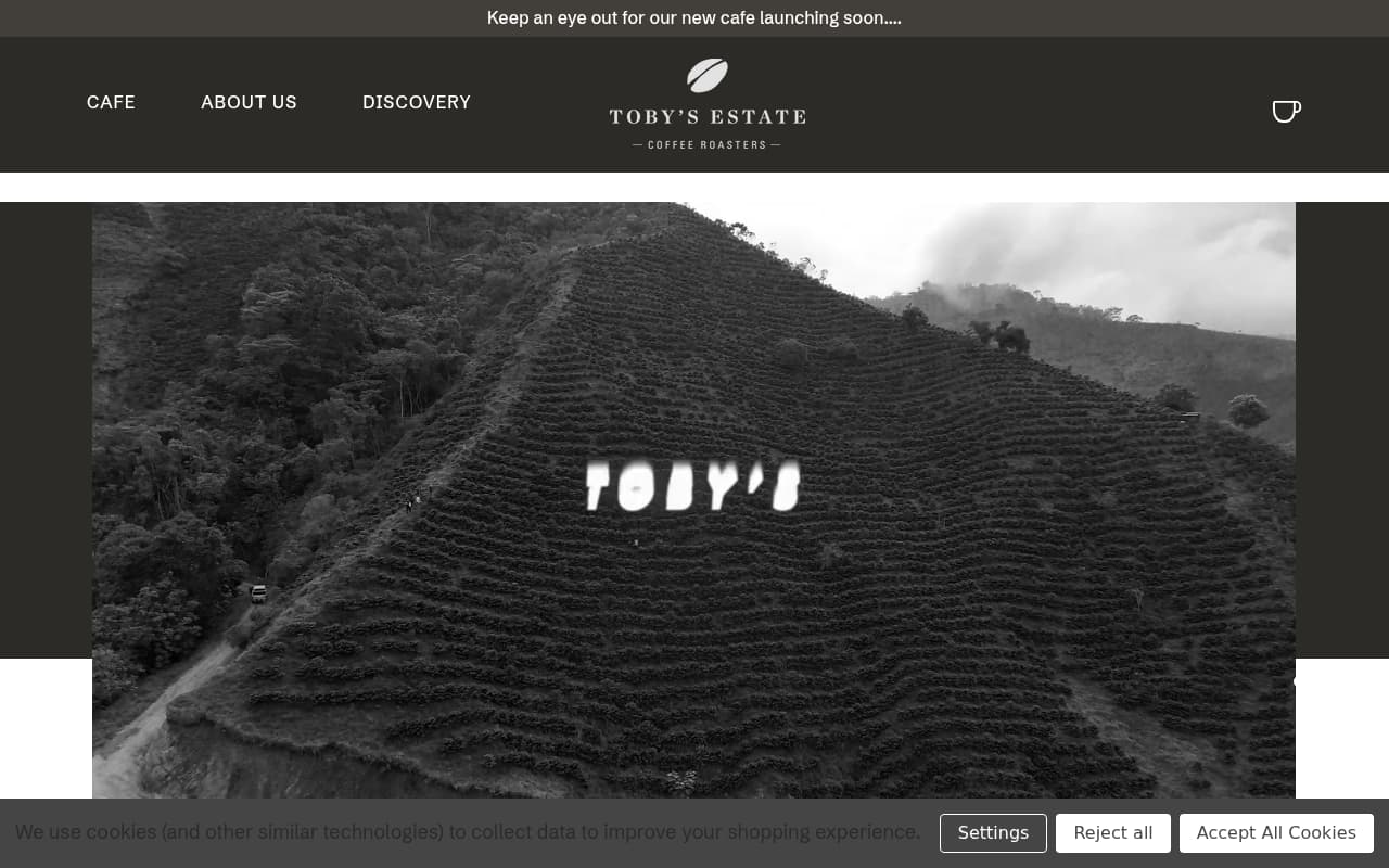 Toby's Estate Coffee website screenshot