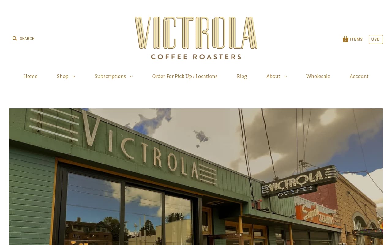 Victrola Coffee Roasters website screenshot