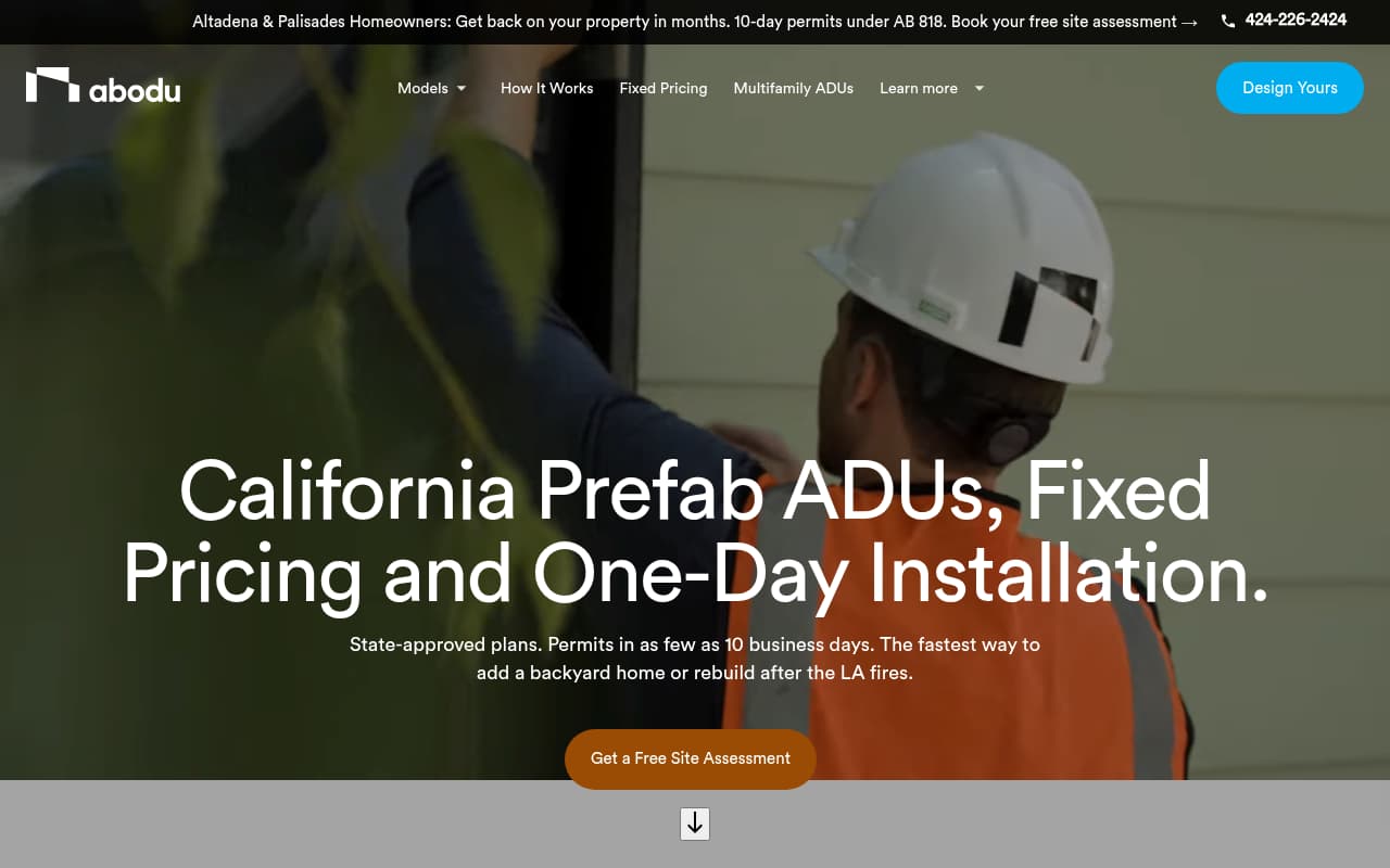 Abodu ADU website screenshot