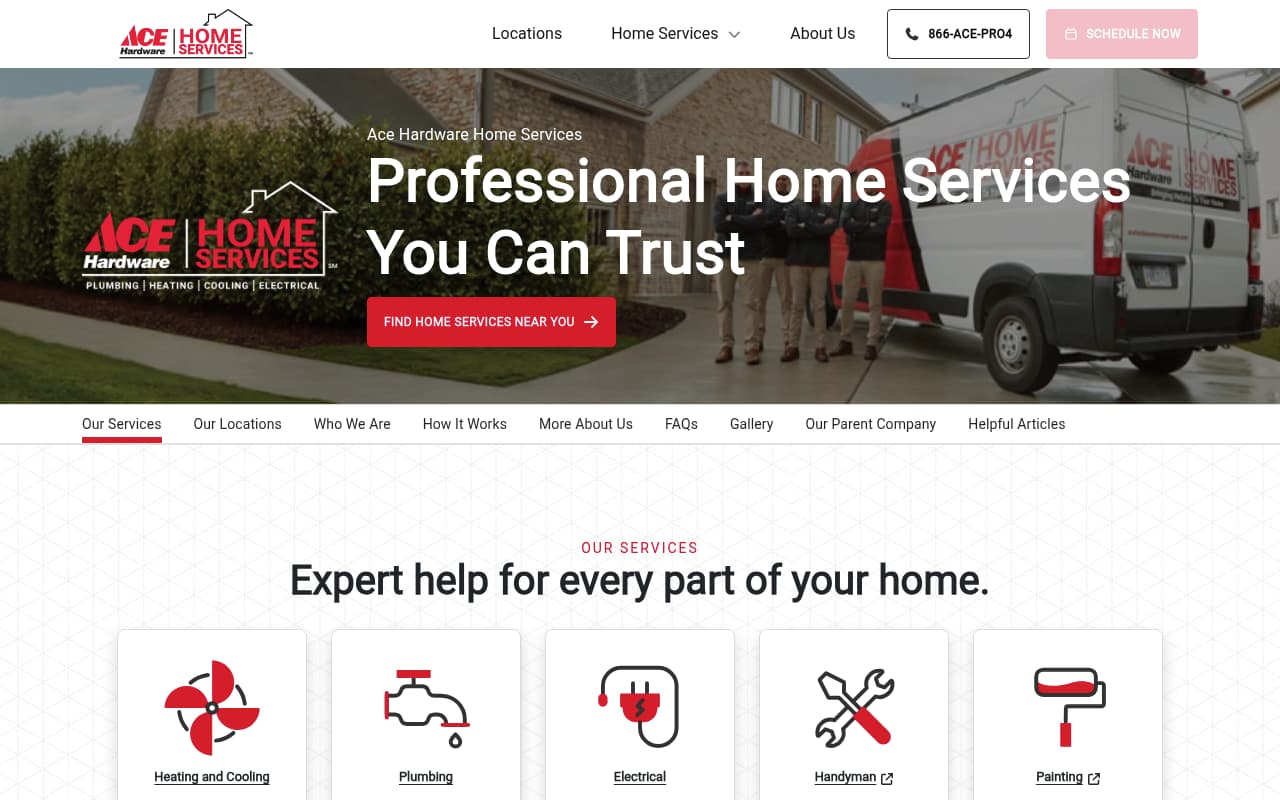 Ace Home Services website screenshot