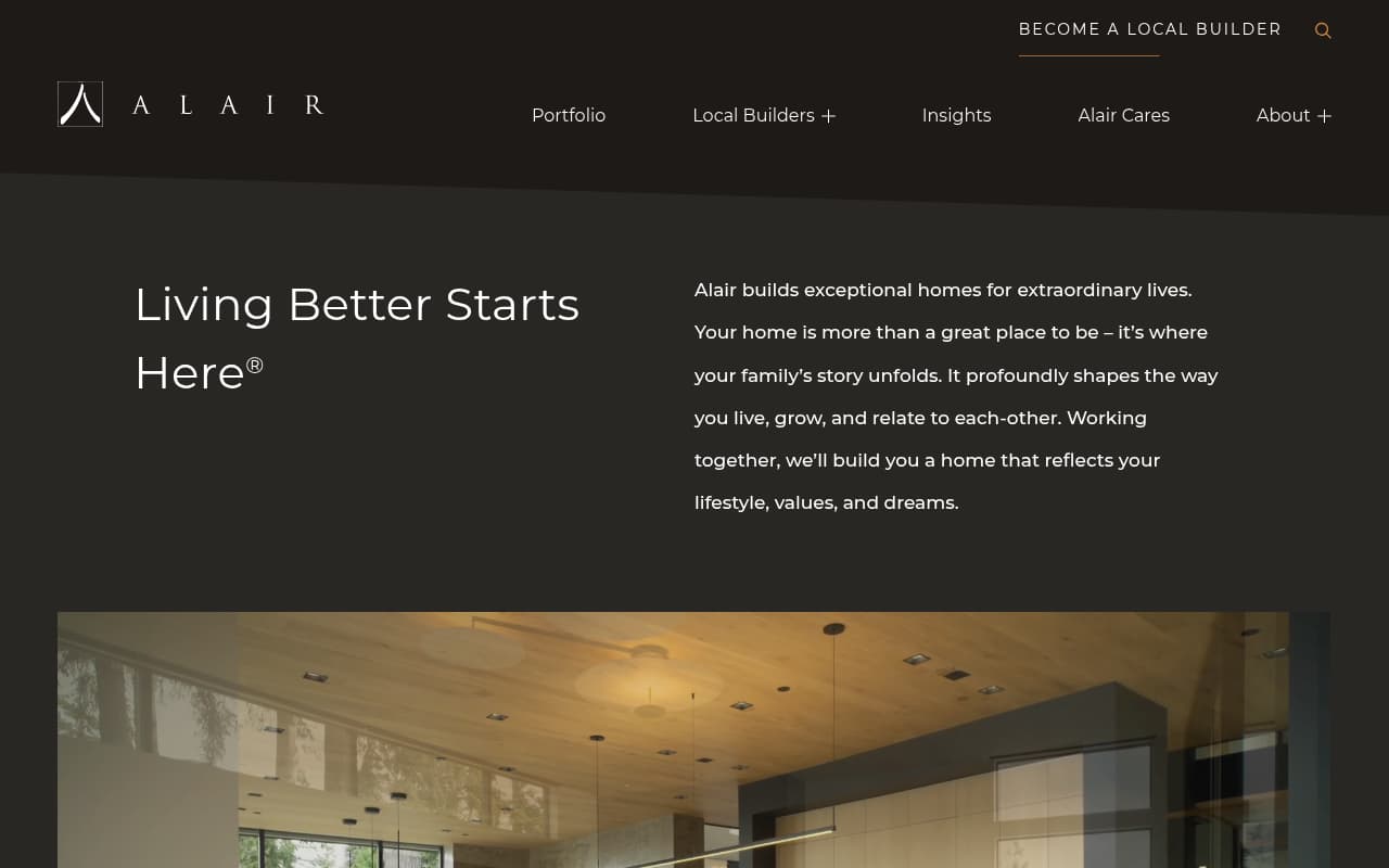 Alair Homes website screenshot