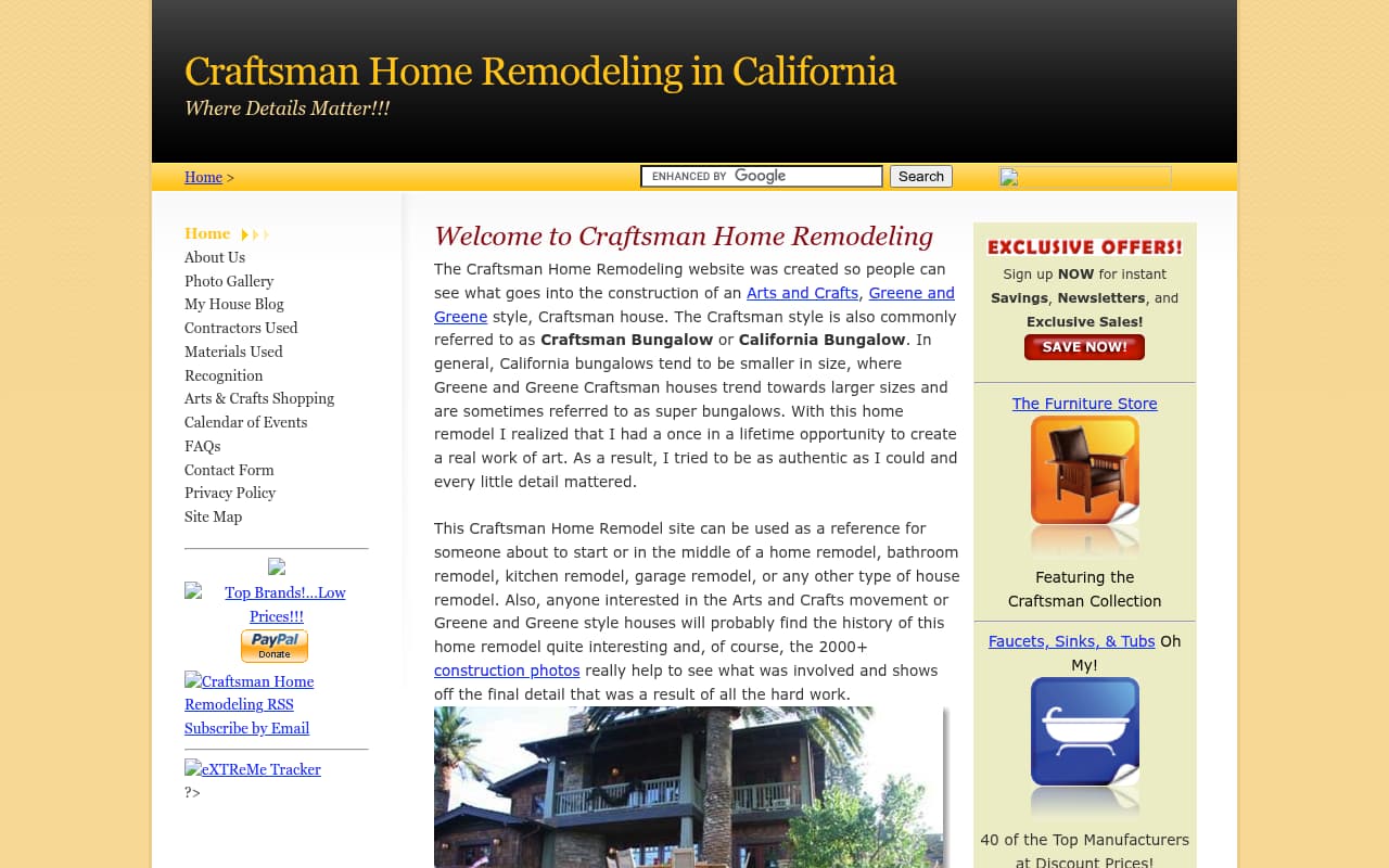 Craftsman Home Remodeling website screenshot