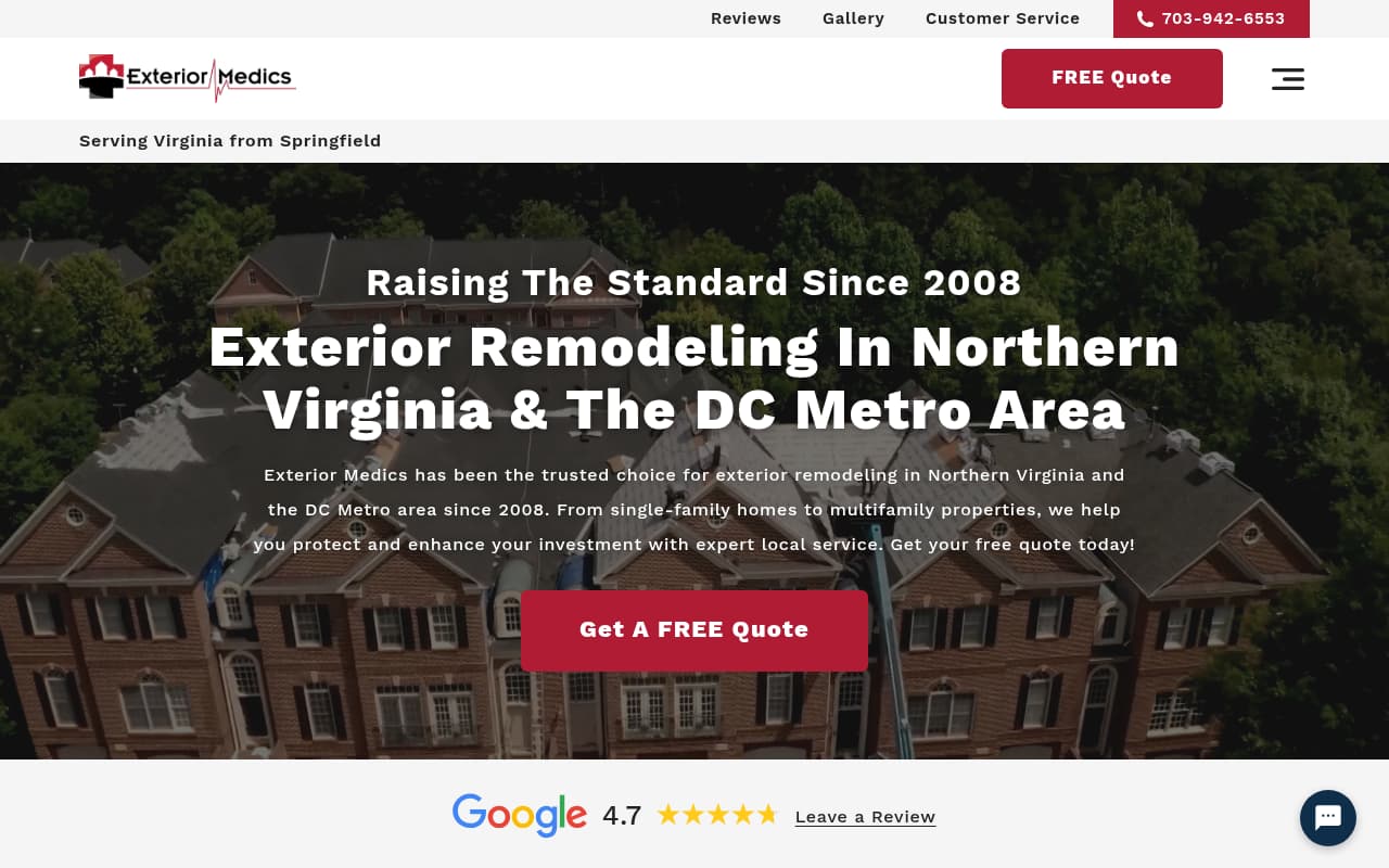 Exterior Medics website screenshot