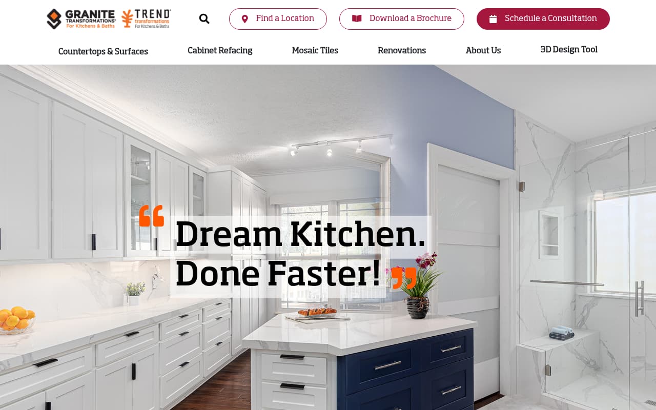 Granite Transformations website screenshot