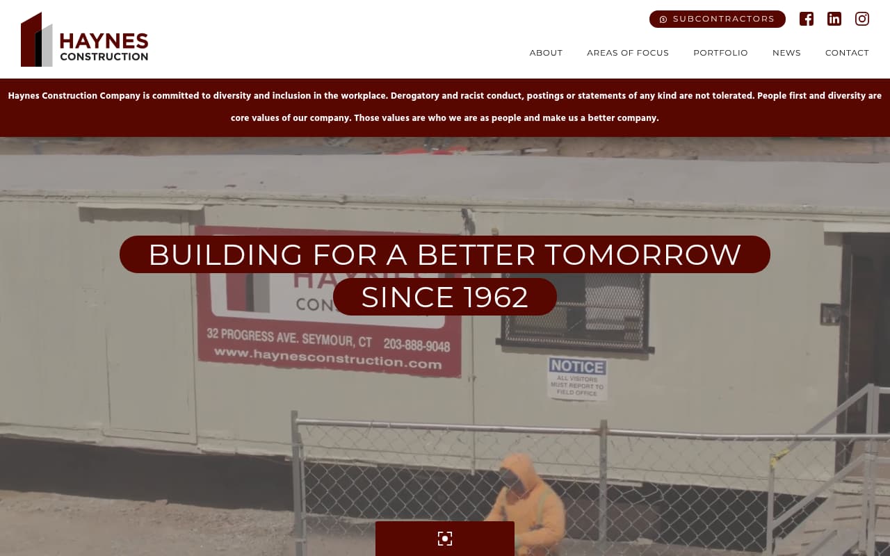Haynes Construction website screenshot