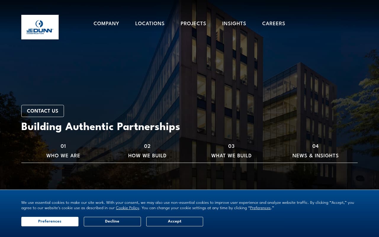 JE Dunn Construction website screenshot