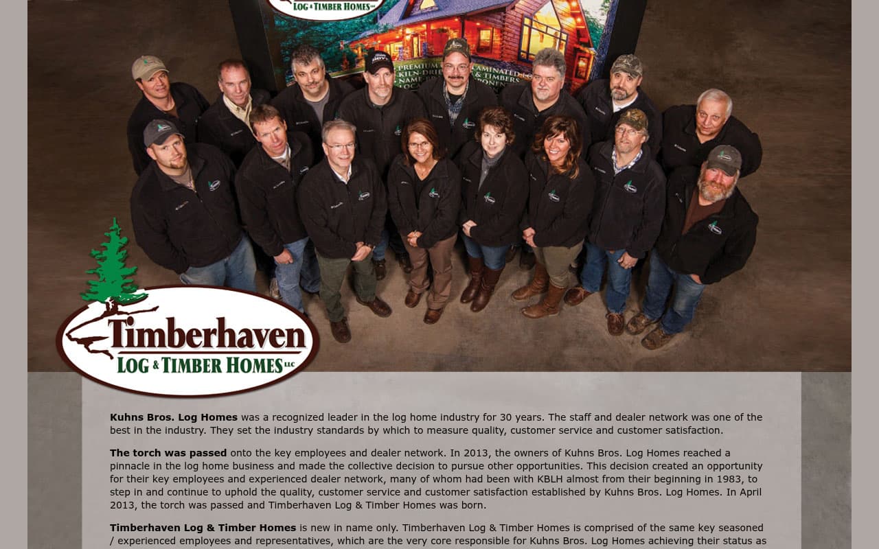 Kuhns Bros. Log Homes website screenshot
