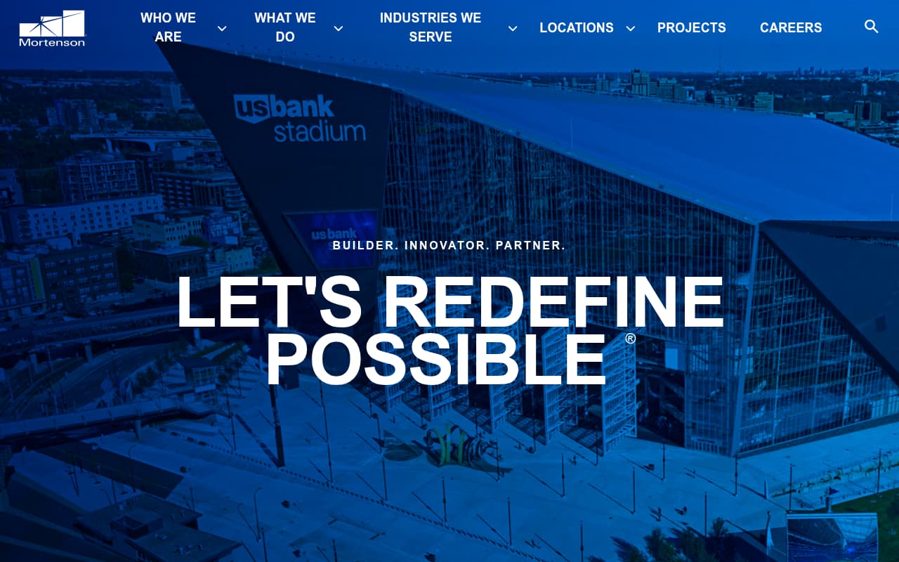 Mortenson Construction website screenshot