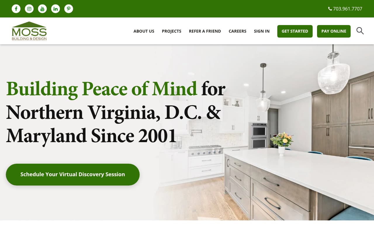 Moss Building and Design website screenshot