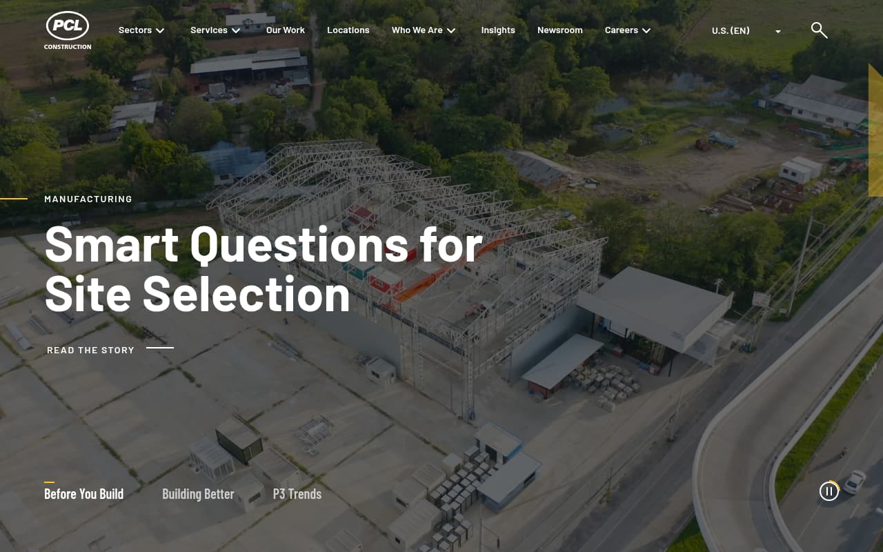 PCL Construction website screenshot