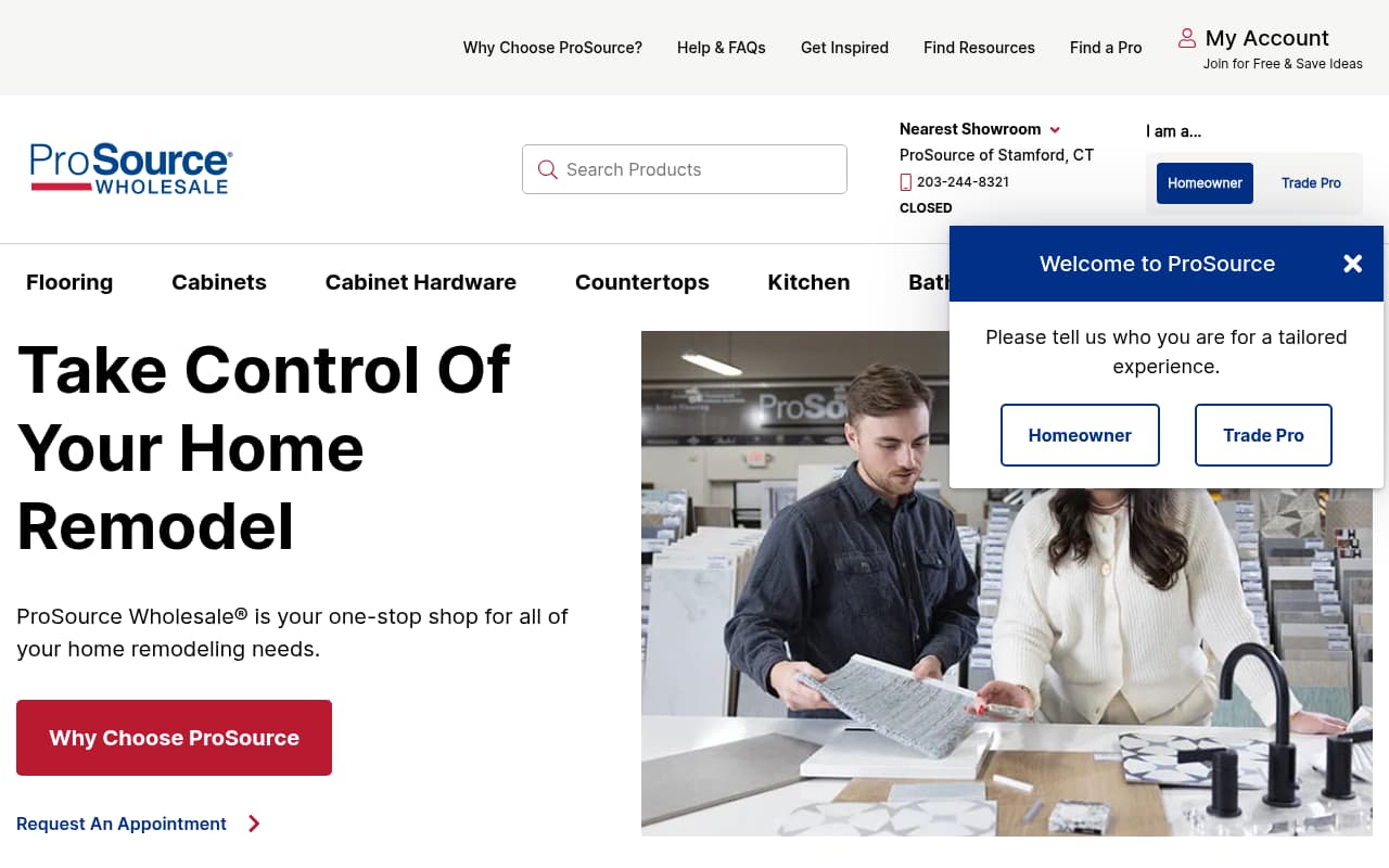 ProSource Wholesale website screenshot