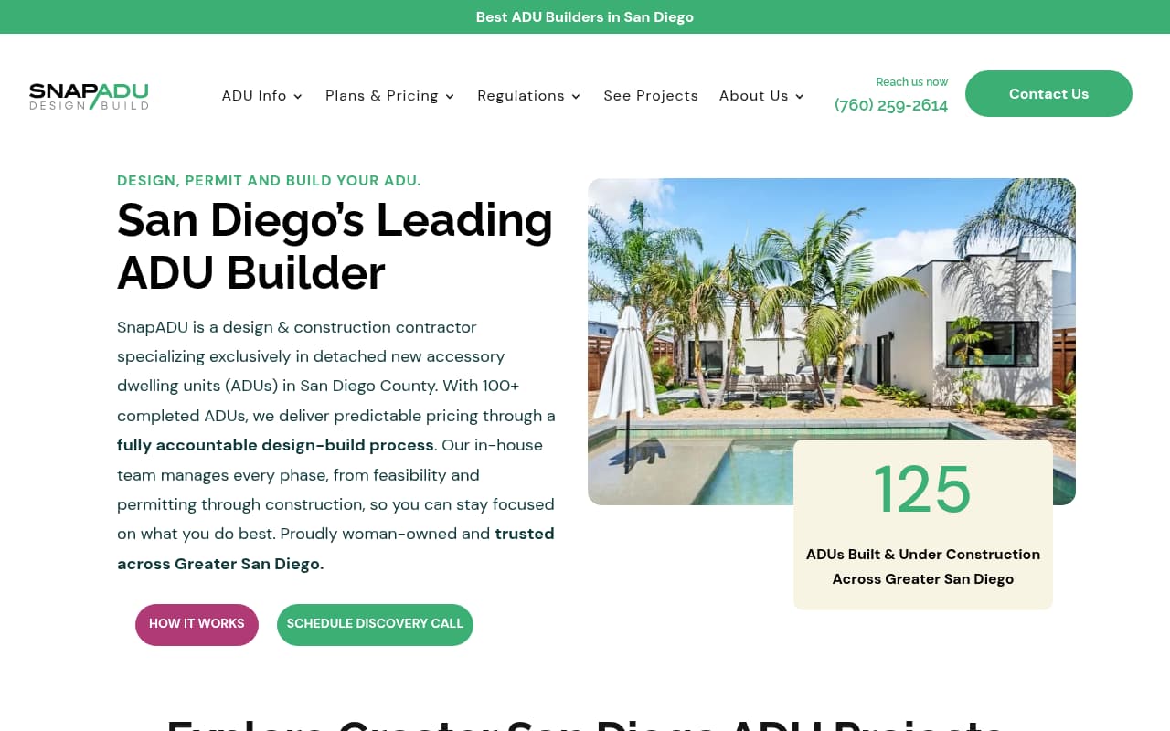 Snap ADU website screenshot