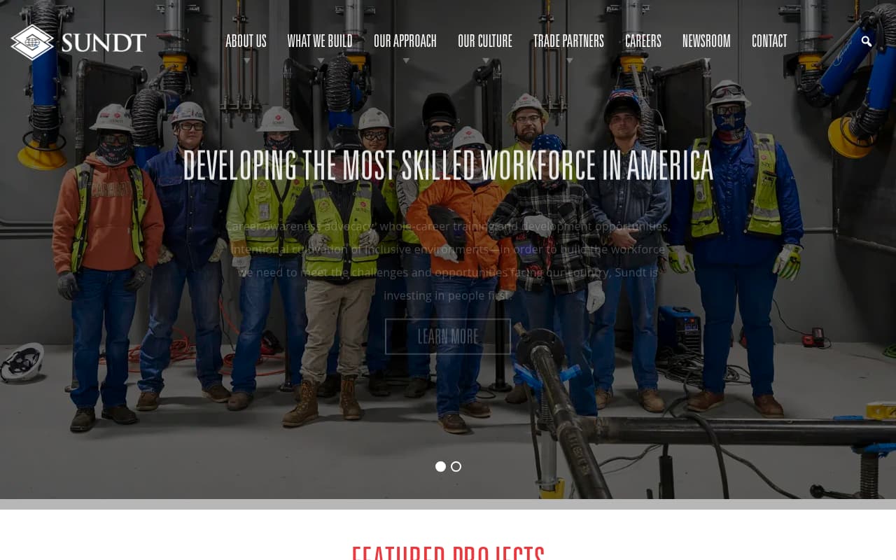 Sundt Construction website screenshot