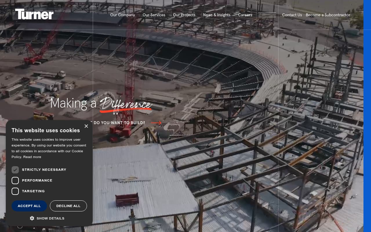 Turner Construction website screenshot