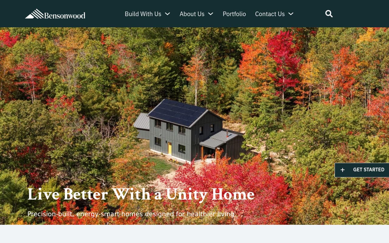 Unity Homes website screenshot