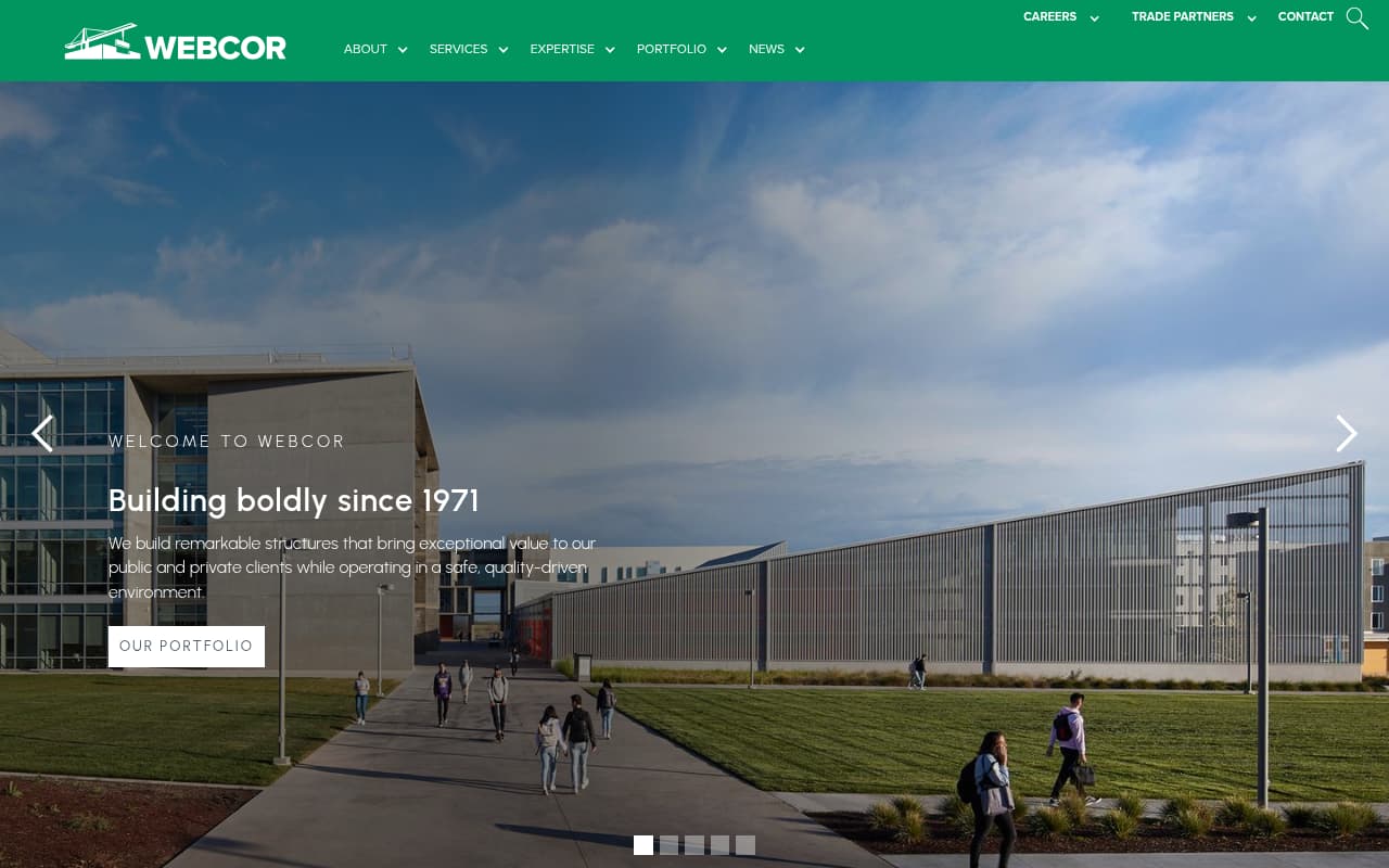 Webcor Builders website screenshot