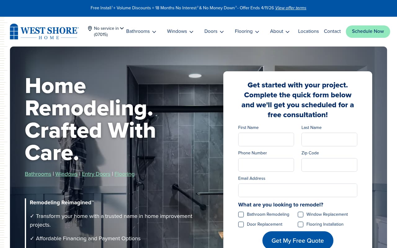 West Shore Home website screenshot