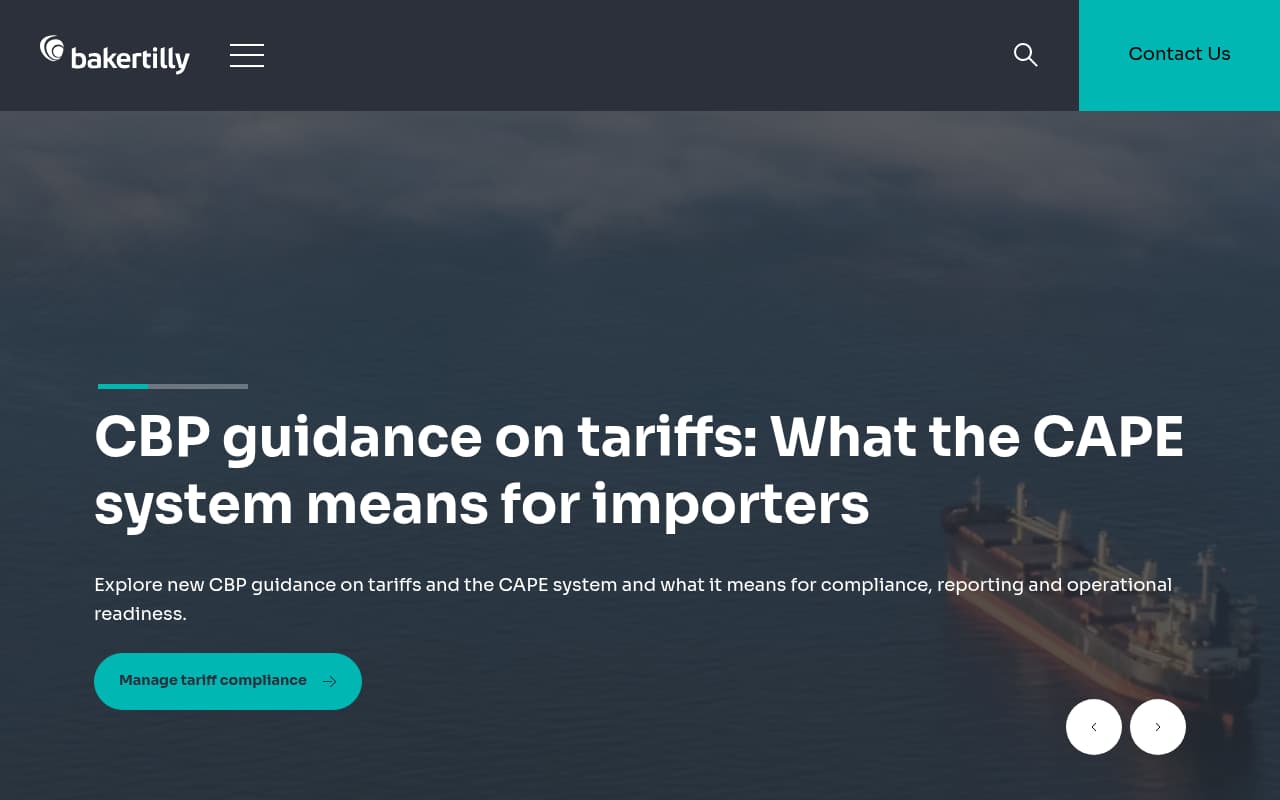 Baker Tilly website screenshot