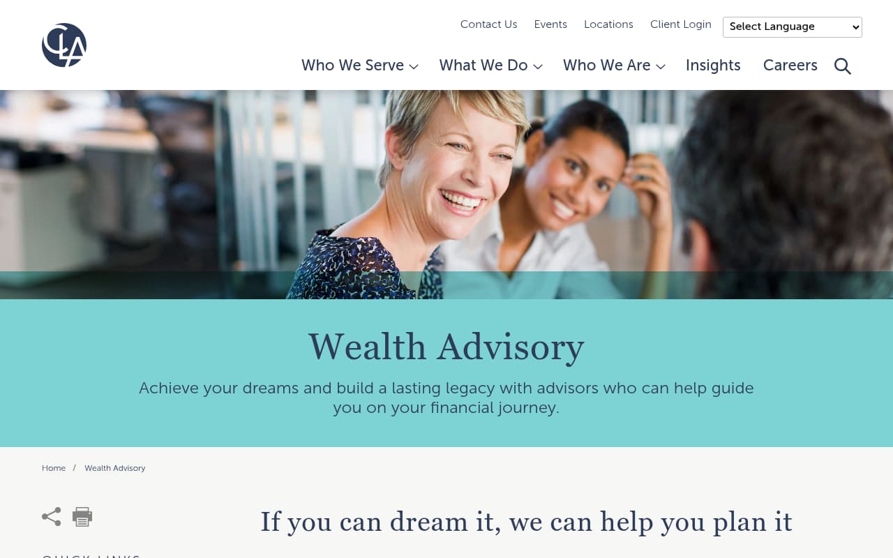 CliftonLarsonAllen website screenshot