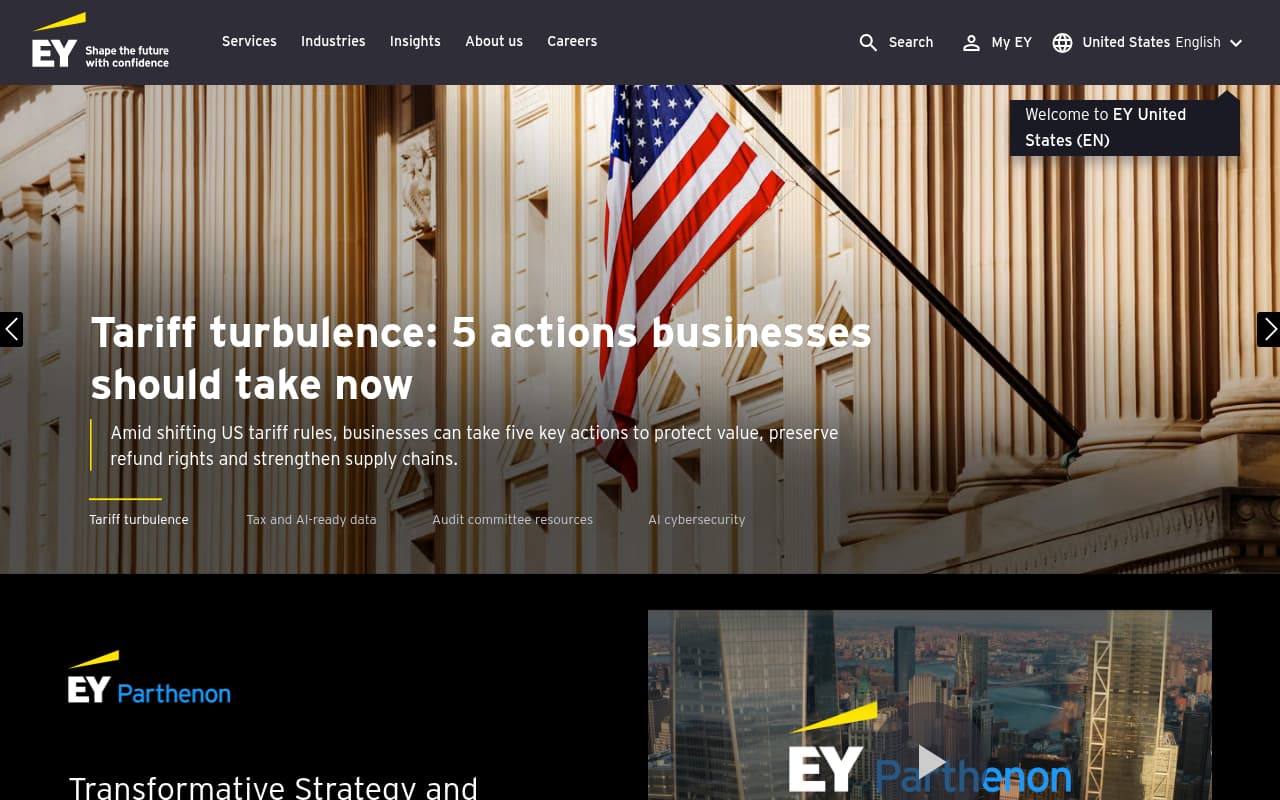 Ernst & Young website screenshot