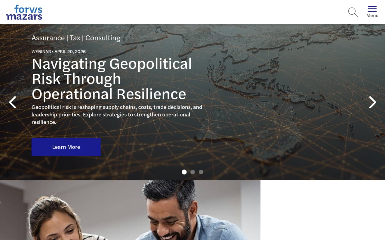 Forvis Mazars website screenshot