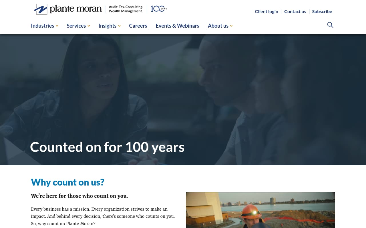 Plante Moran website screenshot