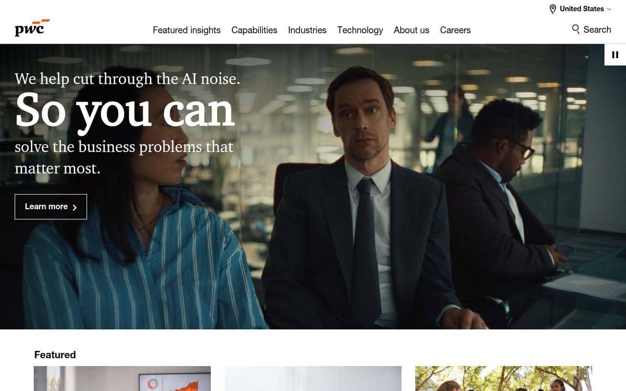 PricewaterhouseCoopers website screenshot
