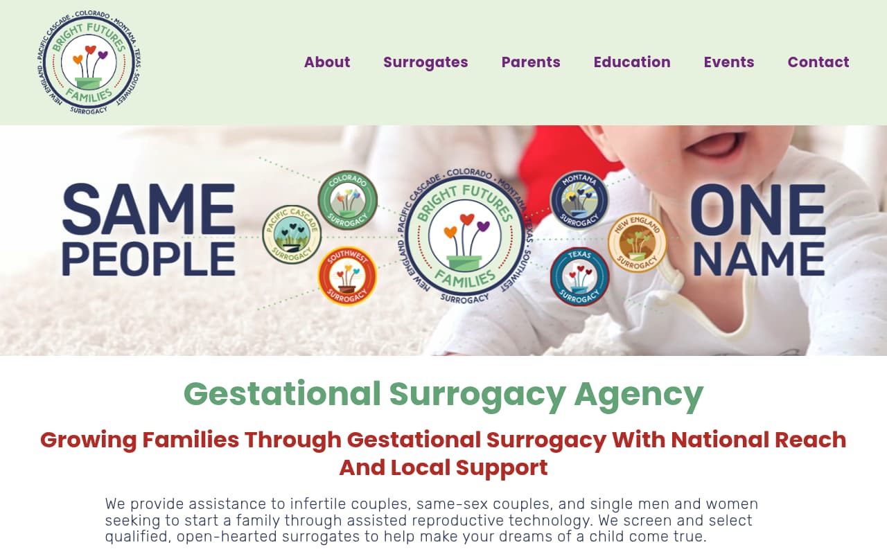 Bright Futures Family Center website screenshot