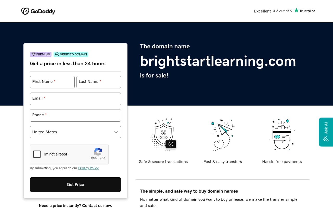 Bright Start Learning Center website screenshot