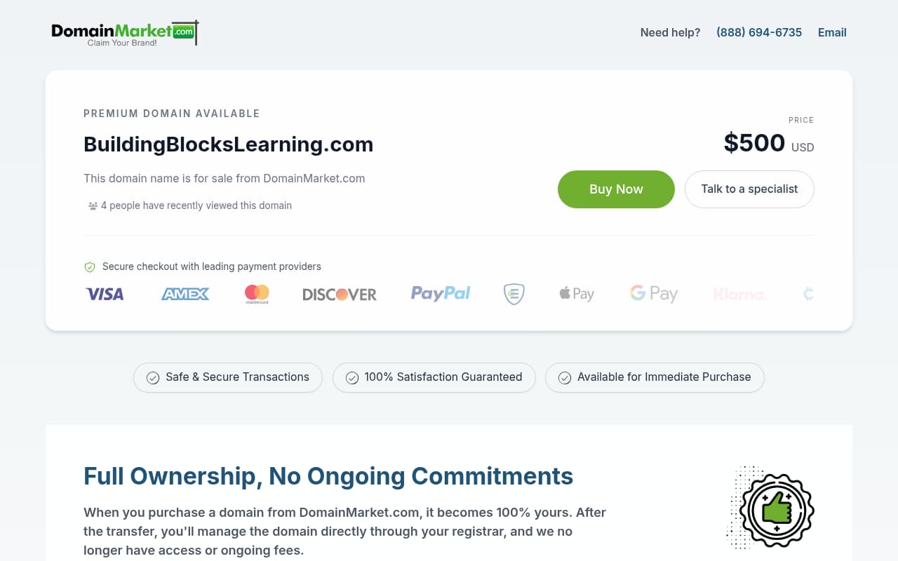 Building Blocks Learning Center website screenshot