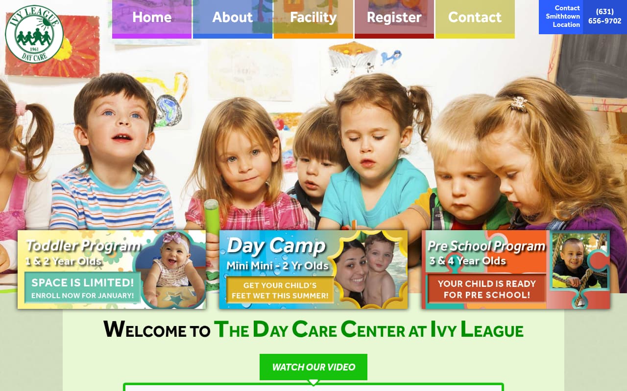 Ivy League Daycare website screenshot