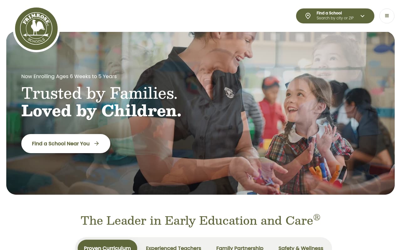 Primrose Schools website screenshot