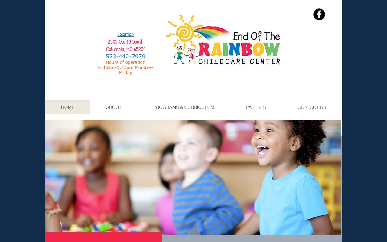 Rainbow Child Care Center website screenshot
