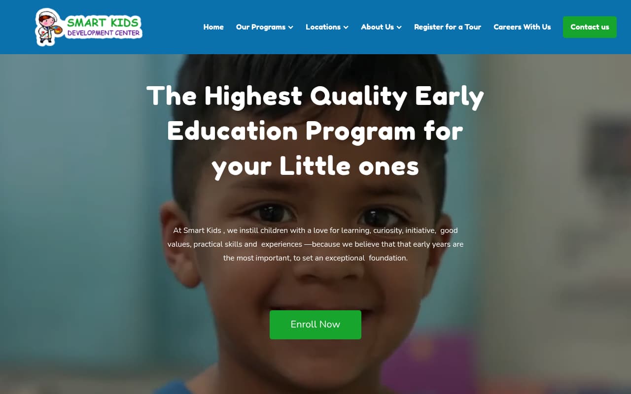 Smart Kids Child Care website screenshot
