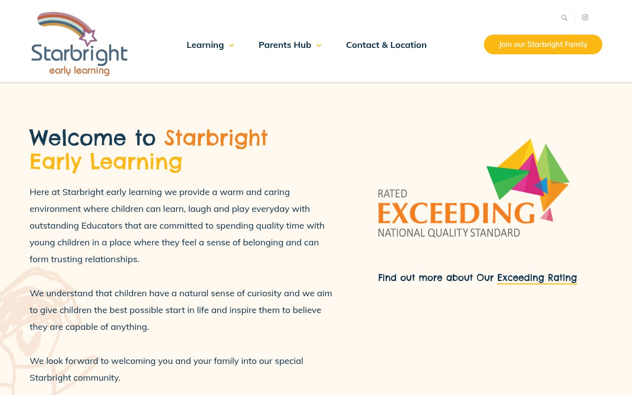 Star Bright Early Learning website screenshot