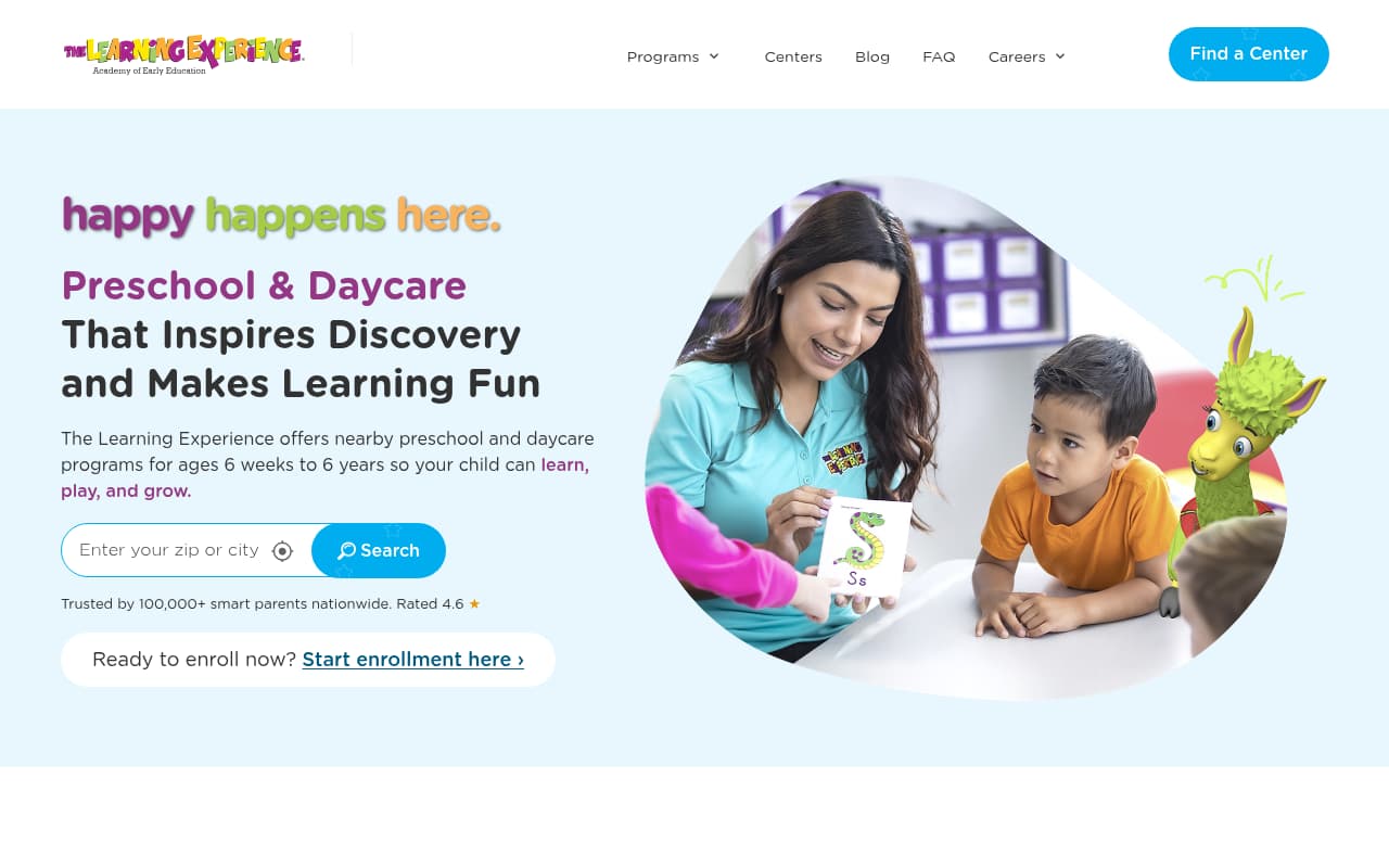 The Learning Experience website screenshot