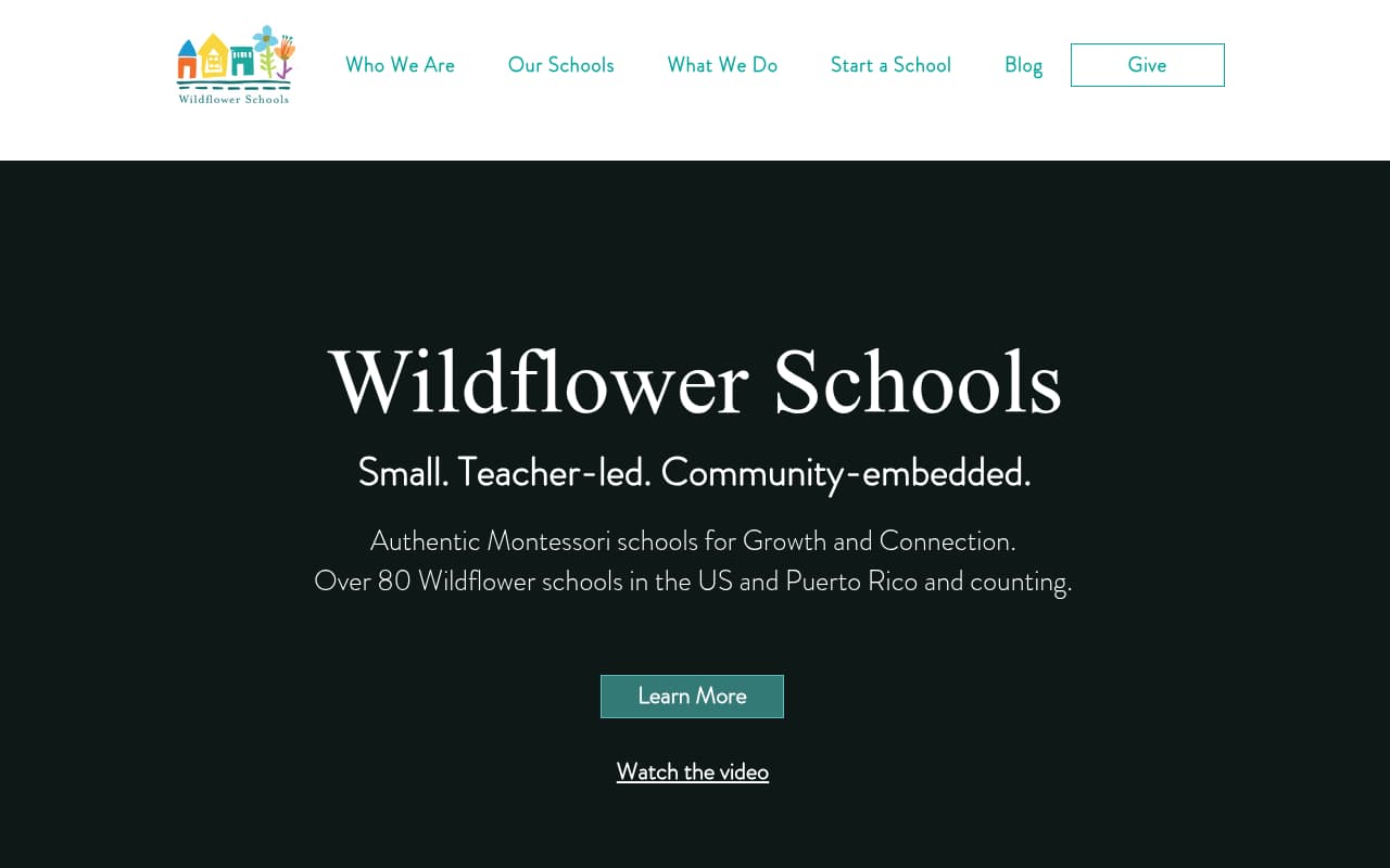 Wildflower Schools website screenshot