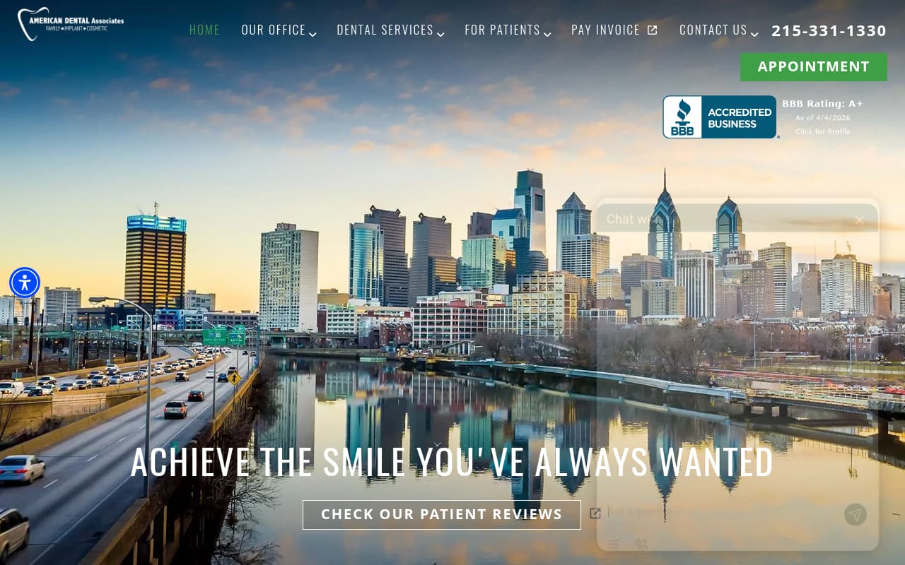 American Dental Associates website screenshot