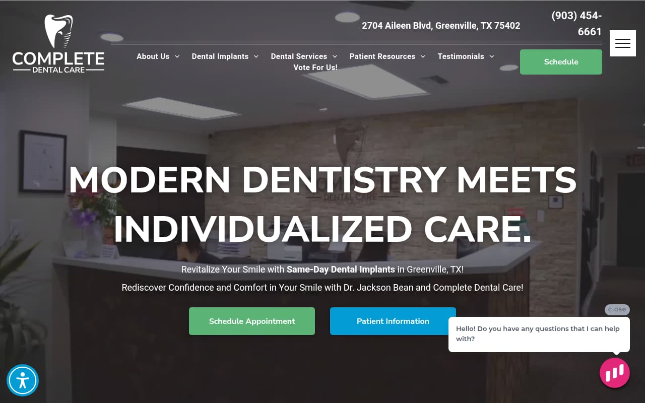 Complete Dental Care website screenshot