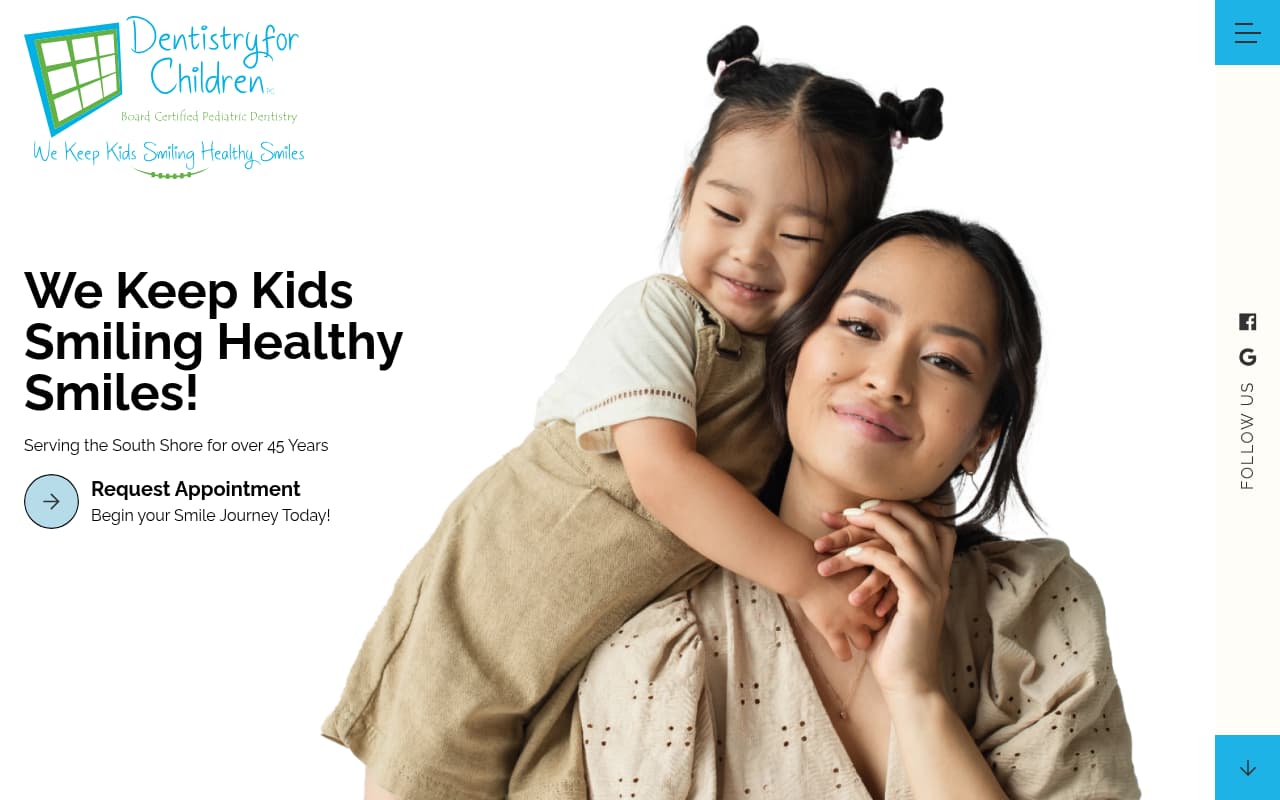 Dentistry for Children website screenshot