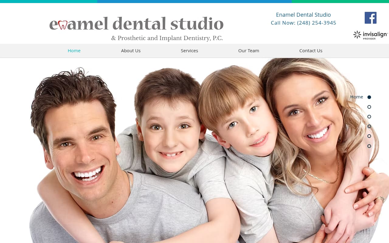 Enamel Dental Studio website screenshot